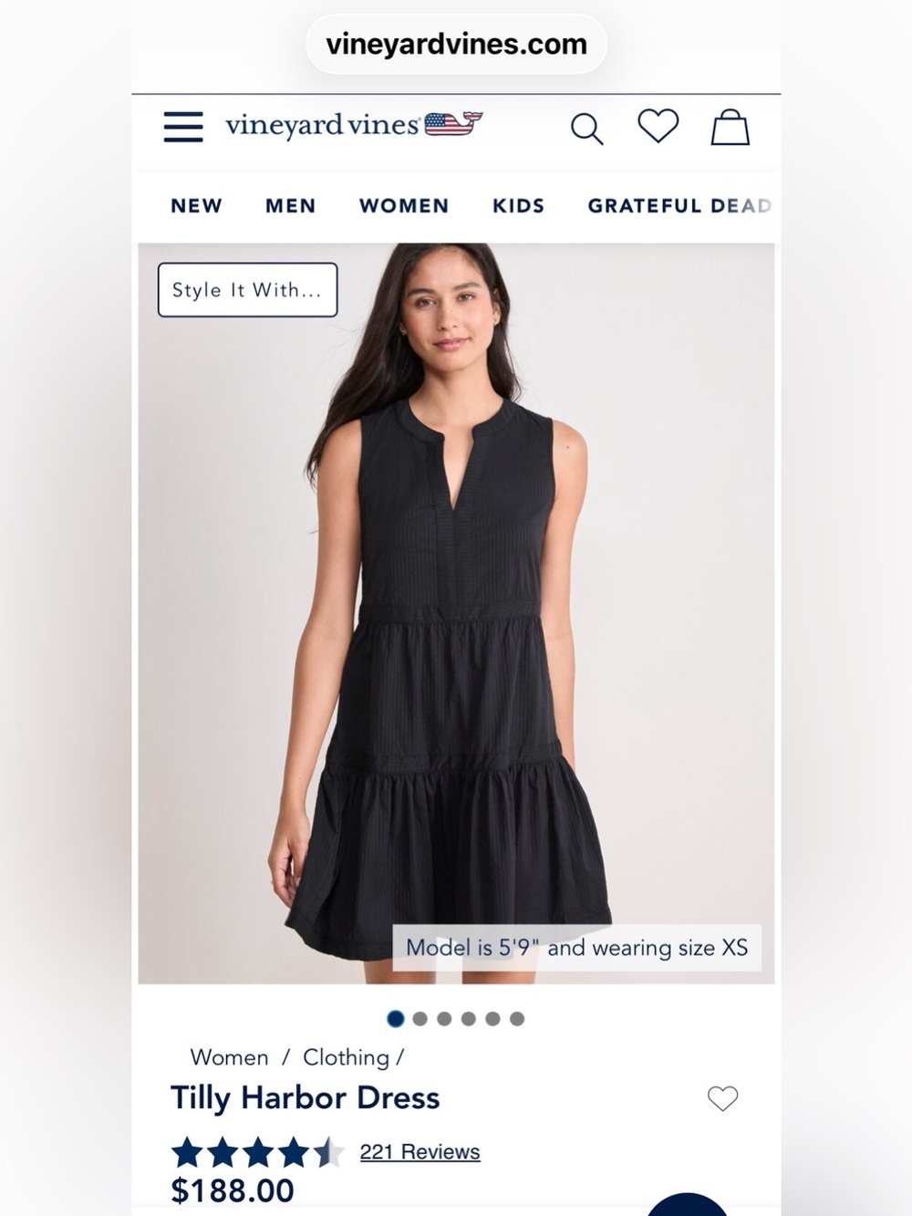 Vineyard Vines Tilly Harbor Sleeveless Black Dress Size XL
